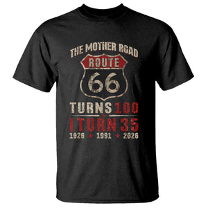 Route Highway 66 Turns 100 I Turn 35 T Shirt Vintage 1991 Road Sign 35th Birthday Gift