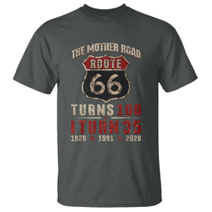 Route Highway 66 Turns 100 I Turn 35 T Shirt Vintage 1991 Road Sign 35th Birthday Gift