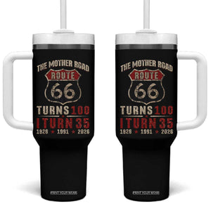 Route Highway 66 Turns 100 I Turn 35 Tumbler With Handle Vintage 1991 Road Sign 35th Birthday Gift
