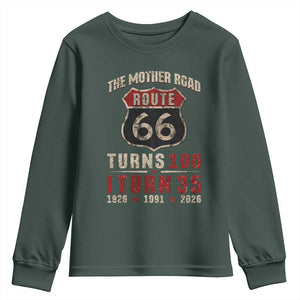 Route Highway 66 Turns 100 I Turn 35 Youth Sweatshirt Vintage 1991 Road Sign 35th Birthday Gift