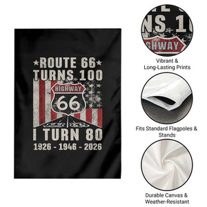 Route Highway 66 Turns 100 I Turn 80 Garden Flag Vintage 1946 Born American Road Sign 80th Birthday Gift