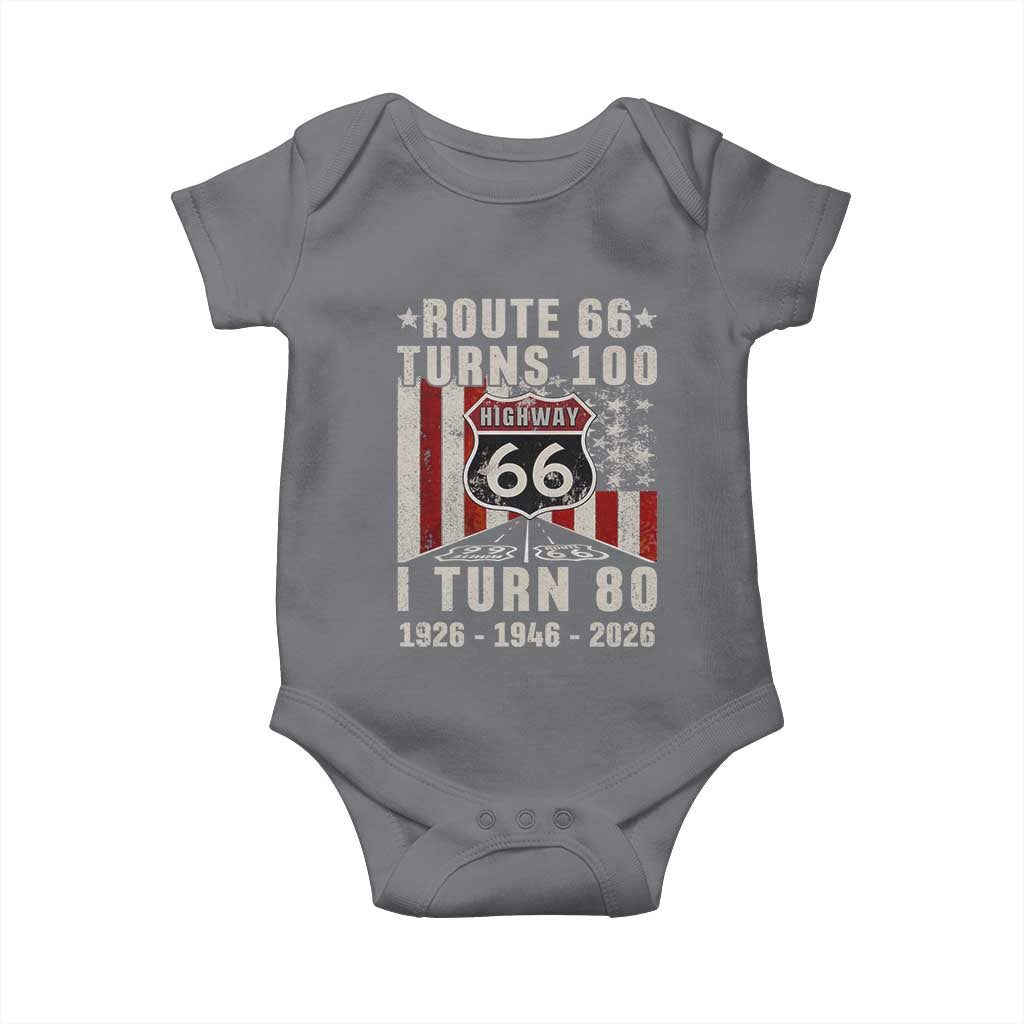 Route Highway 66 Turns 100 I Turn 80 Baby Onesie Vintage 1946 Born American Road Sign 80th Birthday Gift