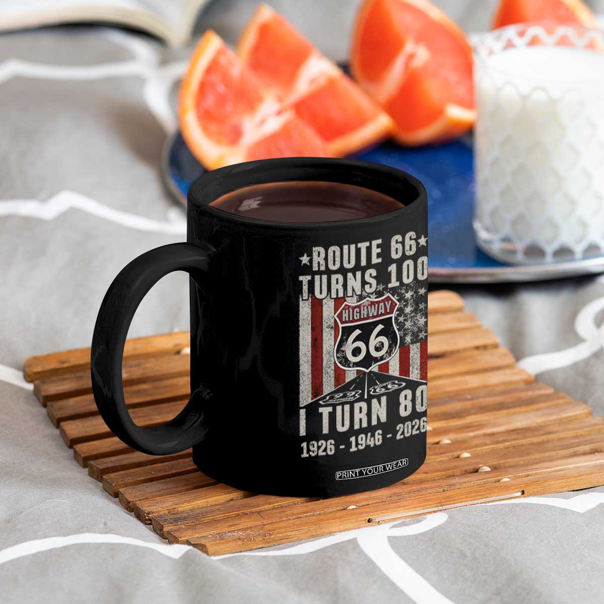 Route Highway 66 Turns 100 I Turn 80 Coffee Mug Vintage 1946 Born American Road Sign 80th Birthday Gift