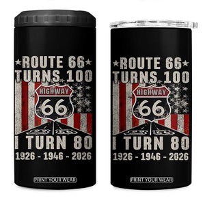 Route Highway 66 Turns 100 I Turn 80 4 in 1 Can Cooler Tumbler Vintage 1946 Born American Road Sign 80th Birthday Gift