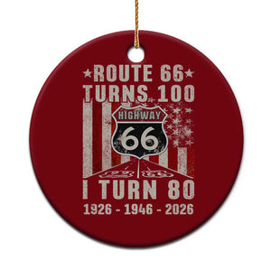 Route Highway 66 Turns 100 I Turn 80 Ceramic Ornament Vintage 1946 Born American Road Sign 80th Birthday Gift