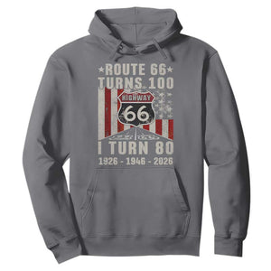Route Highway 66 Turns 100 I Turn 80 Hoodie Vintage 1946 Born American Road Sign 80th Birthday Gift