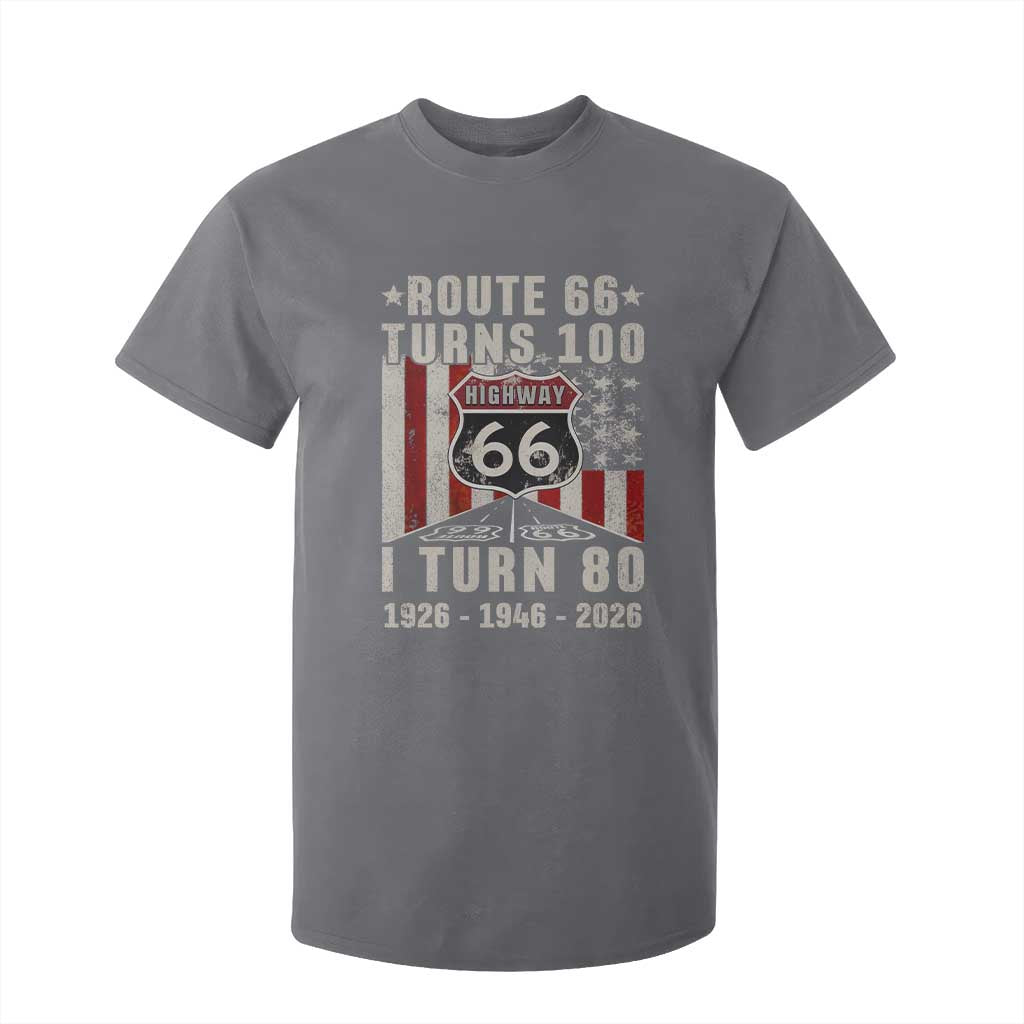 Route Highway 66 Turns 100 I Turn 80 T Shirt For Kid Vintage 1946 Born American Road Sign 80th Birthday Gift