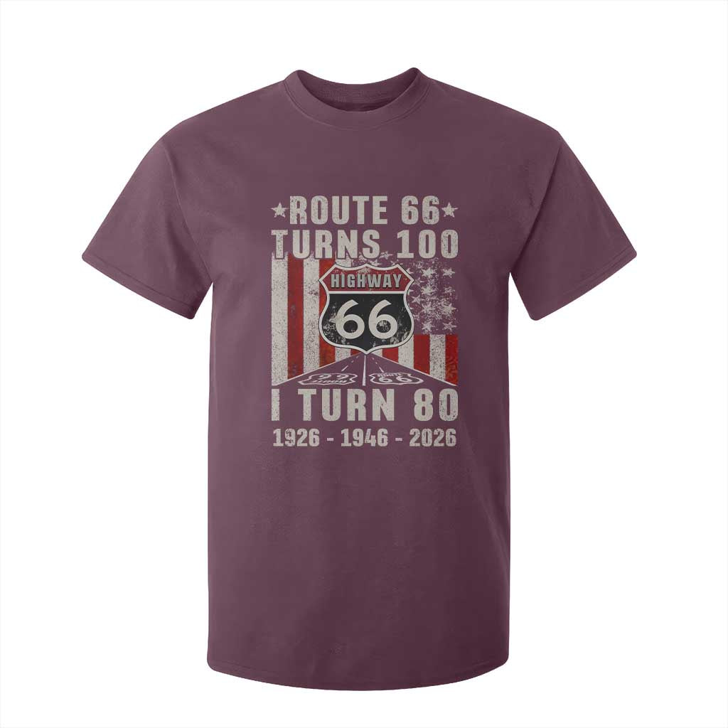 Route Highway 66 Turns 100 I Turn 80 T Shirt For Kid Vintage 1946 Born American Road Sign 80th Birthday Gift