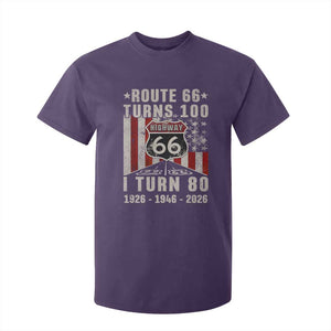 Route Highway 66 Turns 100 I Turn 80 T Shirt For Kid Vintage 1946 Born American Road Sign 80th Birthday Gift