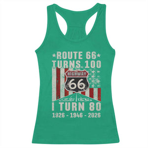 Route Highway 66 Turns 100 I Turn 80 Racerback Tank Top Vintage 1946 Born American Road Sign 80th Birthday Gift