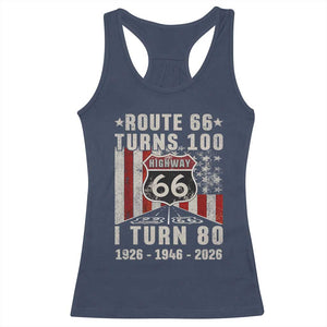 Route Highway 66 Turns 100 I Turn 80 Racerback Tank Top Vintage 1946 Born American Road Sign 80th Birthday Gift