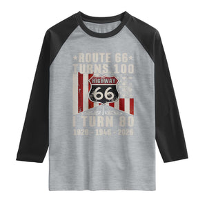 Route Highway 66 Turns 100 I Turn 80 Raglan Shirt Vintage 1946 Born American Road Sign 80th Birthday Gift