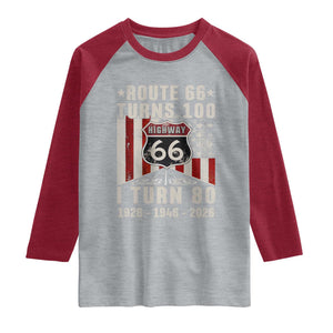 Route Highway 66 Turns 100 I Turn 80 Raglan Shirt Vintage 1946 Born American Road Sign 80th Birthday Gift
