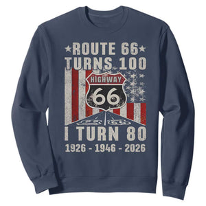 Route Highway 66 Turns 100 I Turn 80 Sweatshirt Vintage 1946 Born American Road Sign 80th Birthday Gift