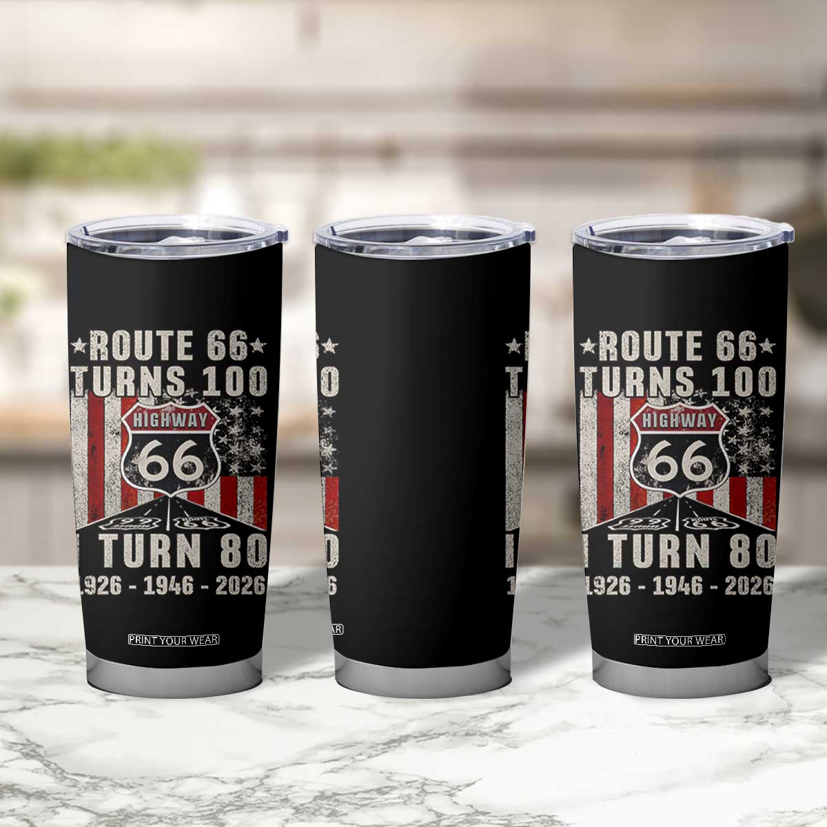 Route Highway 66 Turns 100 I Turn 80 Tumbler Cup Vintage 1946 Born American Road Sign 80th Birthday Gift