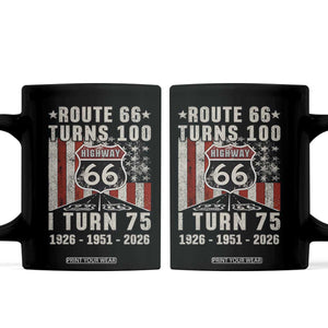 Route Highway 66 Turns 100 I Turn 75 Coffee Mug Vintage 1951 Born American Road Sign 75th Birthday Gift