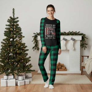 Route Highway 66 Turns 100 I Turn 75 Plaid Pajama Set Vintage 1951 Born American Road Sign 75th Birthday Gift