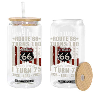 Route Highway 66 Turns 100 I Turn 75 Glass Can Vintage 1951 Born American Road Sign 75th Birthday Gift