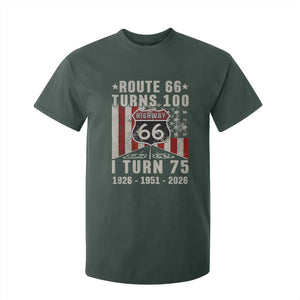 Route Highway 66 Turns 100 I Turn 75 T Shirt For Kid Vintage 1951 Born American Road Sign 75th Birthday Gift