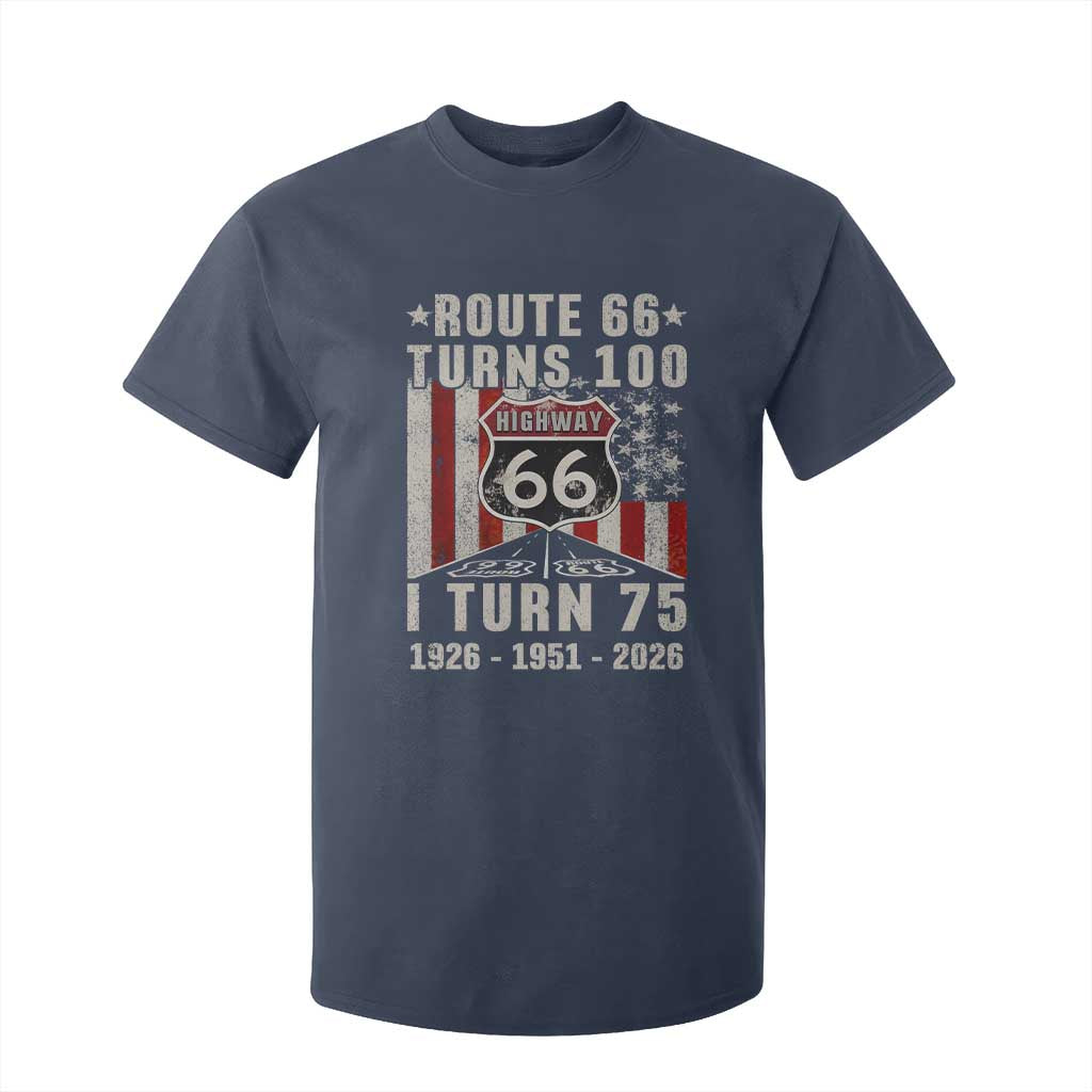 Route Highway 66 Turns 100 I Turn 75 T Shirt For Kid Vintage 1951 Born American Road Sign 75th Birthday Gift
