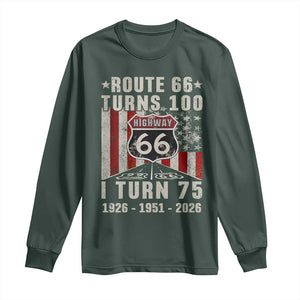 Route Highway 66 Turns 100 I Turn 75 Long Sleeve Shirt Vintage 1951 Born American Road Sign 75th Birthday Gift