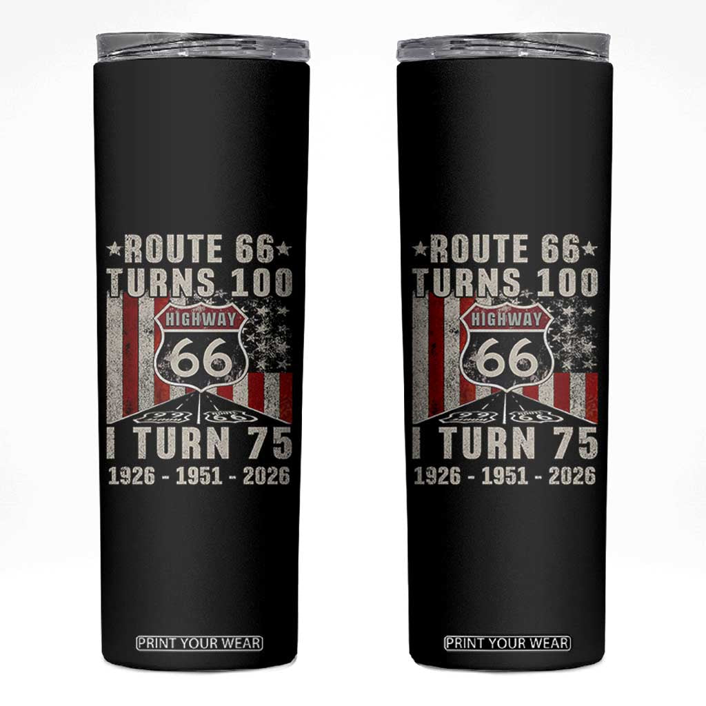 Route Highway 66 Turns 100 I Turn 75 Skinny Tumbler Vintage 1951 Born American Road Sign 75th Birthday Gift