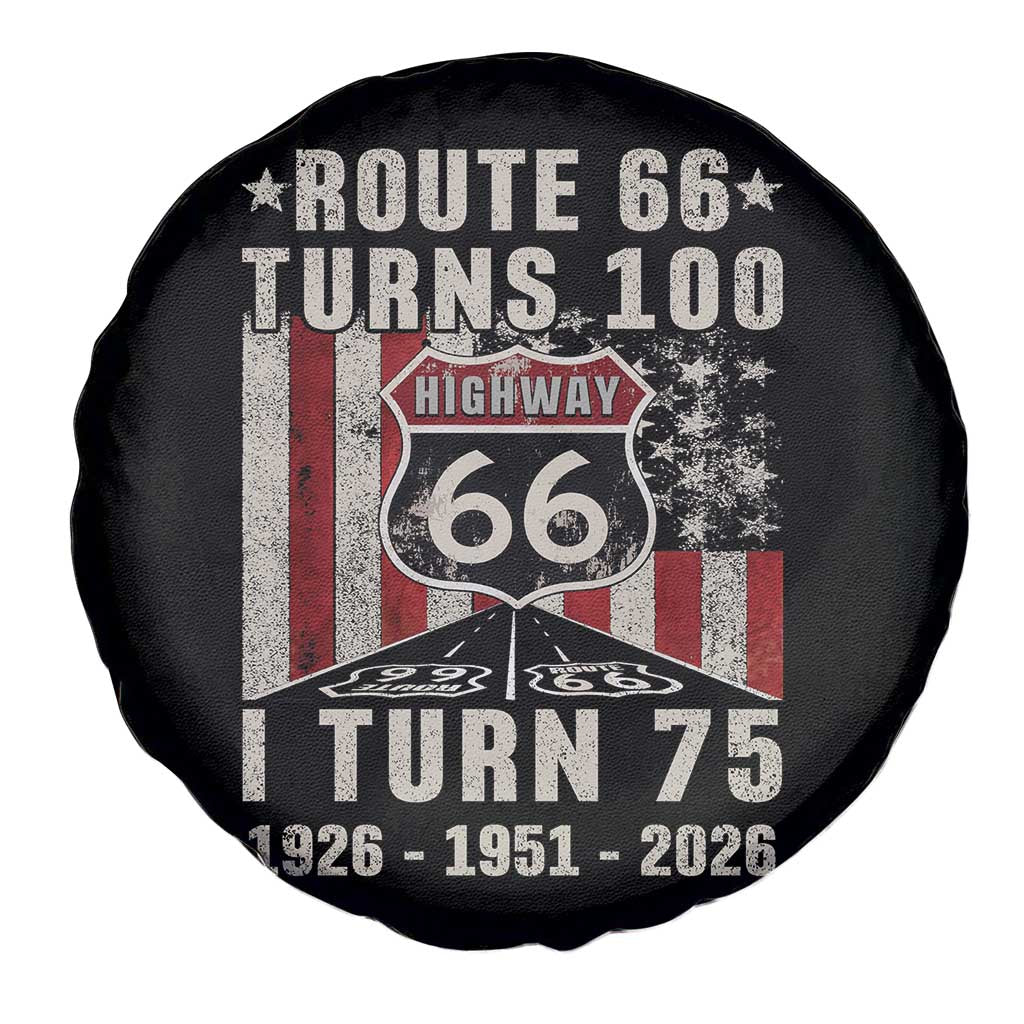 Route Highway 66 Turns 100 I Turn 75 Spare Tire Cover Vintage 1951 Born American Road Sign 75th Birthday Gift