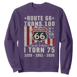 Route Highway 66 Turns 100 I Turn 75 Sweatshirt Vintage 1951 Born American Road Sign 75th Birthday Gift