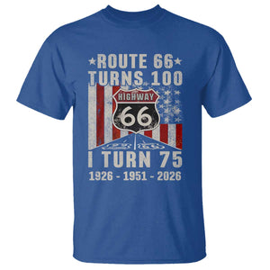 Route Highway 66 Turns 100 I Turn 75 T Shirt Vintage 1951 Born American Road Sign 75th Birthday Gift