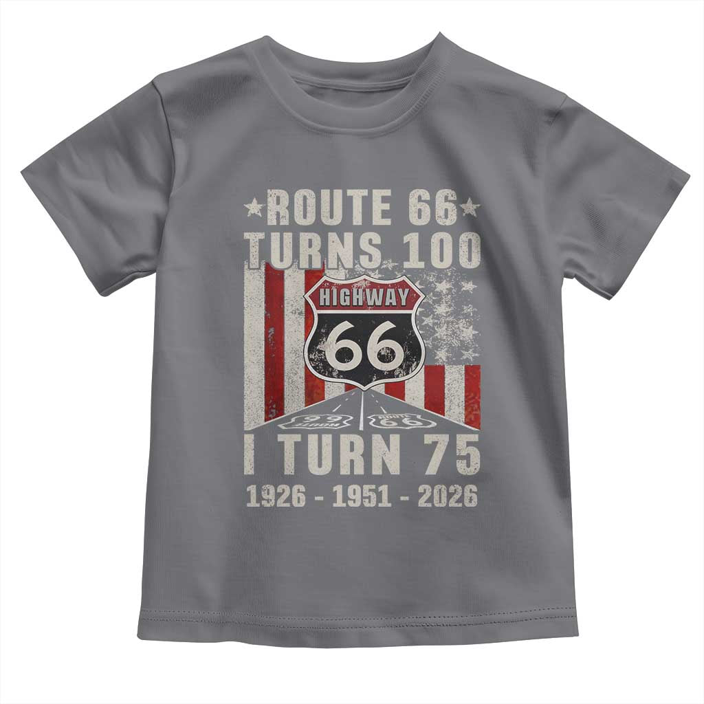 Route Highway 66 Turns 100 I Turn 75 Toddler T Shirt Vintage 1951 Born American Road Sign 75th Birthday Gift