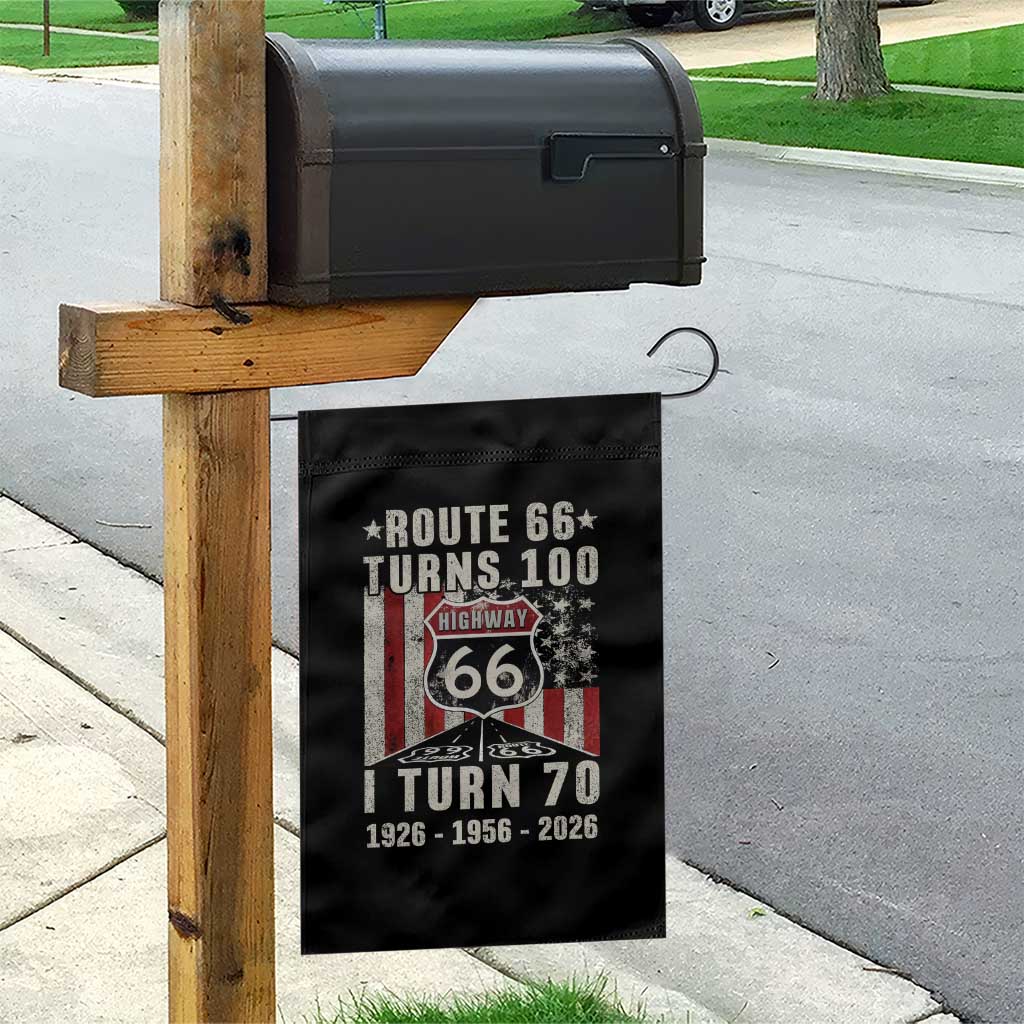 Route Highway 66 Turns 100 I Turn 70 Garden Flag Vintage 1956 Born American Road Sign 70th Birthday Gift
