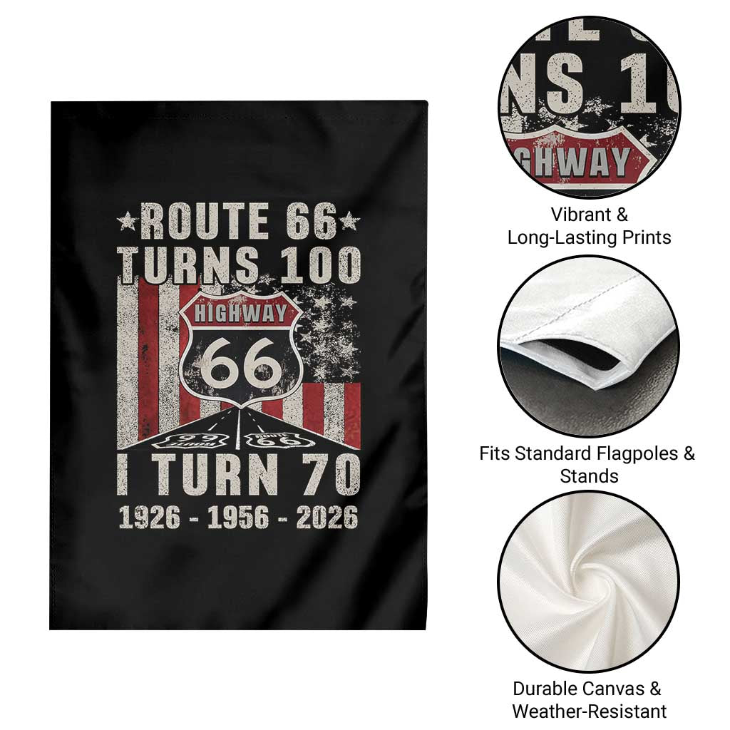 Route Highway 66 Turns 100 I Turn 70 Garden Flag Vintage 1956 Born American Road Sign 70th Birthday Gift