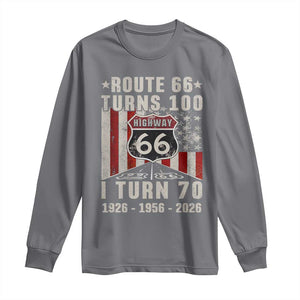 Route Highway 66 Turns 100 I Turn 70 Long Sleeve Shirt Vintage 1956 Born American Road Sign 70th Birthday Gift