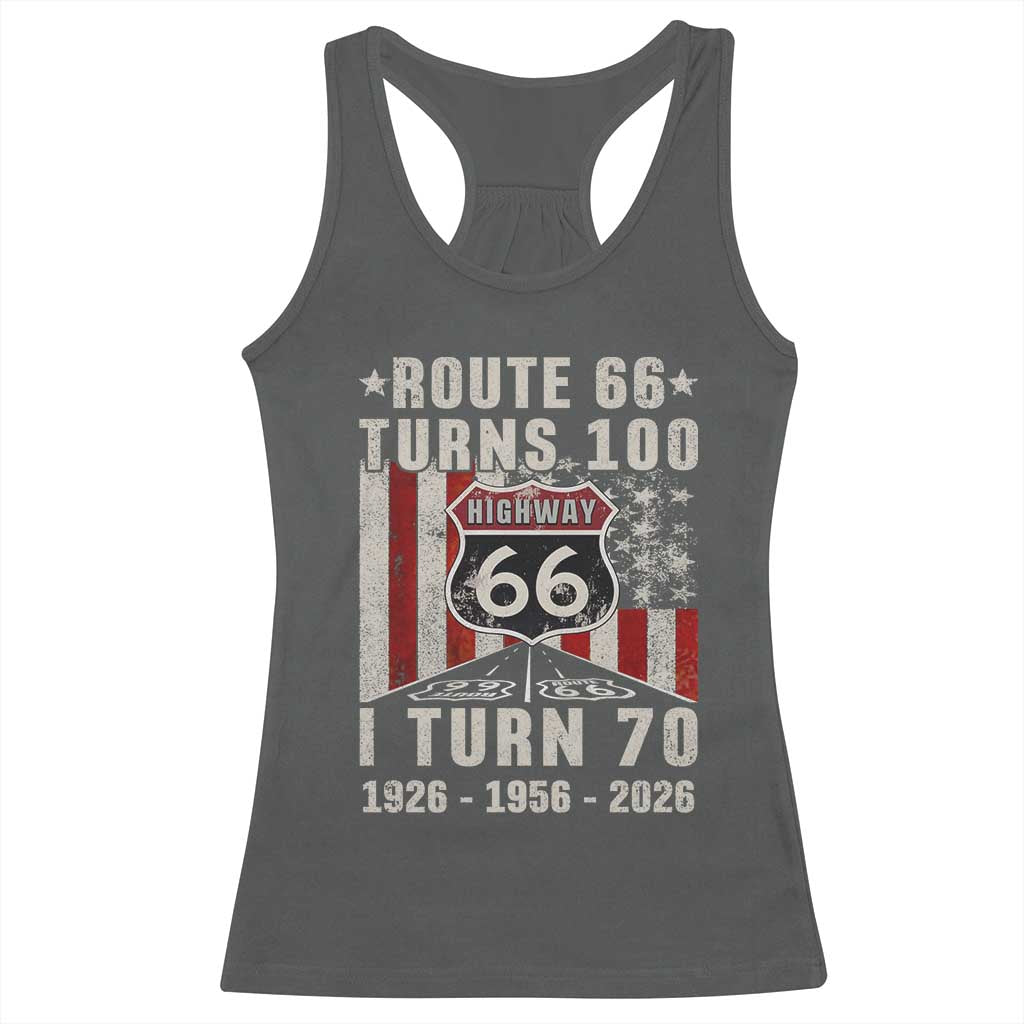 Route Highway 66 Turns 100 I Turn 70 Racerback Tank Top Vintage 1956 Born American Road Sign 70th Birthday Gift