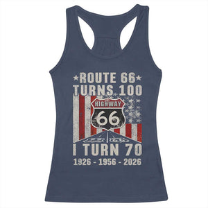 Route Highway 66 Turns 100 I Turn 70 Racerback Tank Top Vintage 1956 Born American Road Sign 70th Birthday Gift