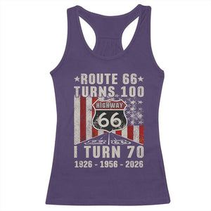 Route Highway 66 Turns 100 I Turn 70 Racerback Tank Top Vintage 1956 Born American Road Sign 70th Birthday Gift