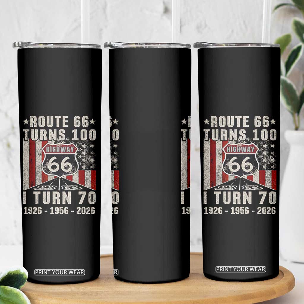 Route Highway 66 Turns 100 I Turn 70 Skinny Tumbler Vintage 1956 Born American Road Sign 70th Birthday Gift