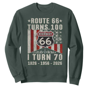 Route Highway 66 Turns 100 I Turn 70 Sweatshirt Vintage 1956 Born American Road Sign 70th Birthday Gift