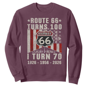 Route Highway 66 Turns 100 I Turn 70 Sweatshirt Vintage 1956 Born American Road Sign 70th Birthday Gift