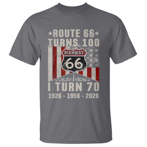 Route Highway 66 Turns 100 I Turn 70 T Shirt Vintage 1956 Born American Road Sign 70th Birthday Gift