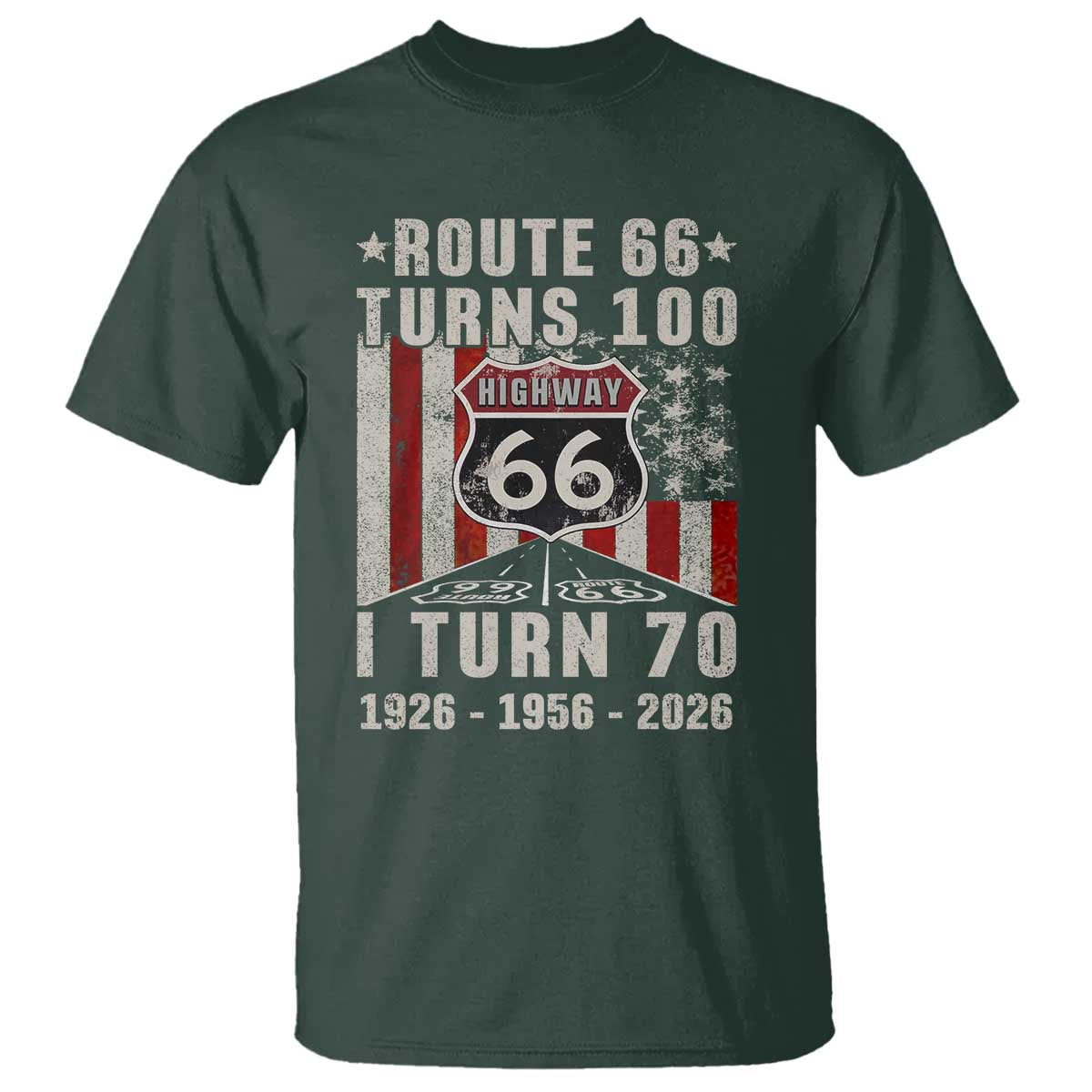 Route Highway 66 Turns 100 I Turn 70 T Shirt Vintage 1956 Born American Road Sign 70th Birthday Gift