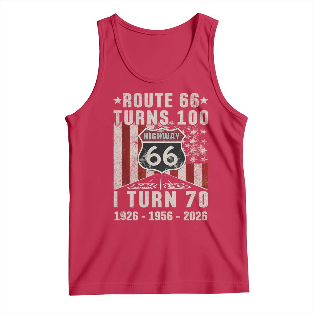 Route Highway 66 Turns 100 I Turn 70 Tank Top Vintage 1956 Born American Road Sign 70th Birthday Gift