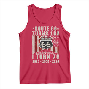 Route Highway 66 Turns 100 I Turn 70 Tank Top Vintage 1956 Born American Road Sign 70th Birthday Gift