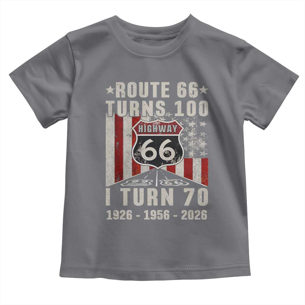 Route Highway 66 Turns 100 I Turn 70 Toddler T Shirt Vintage 1956 Born American Road Sign 70th Birthday Gift