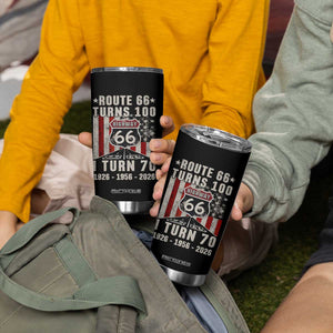Route Highway 66 Turns 100 I Turn 70 Tumbler Cup Vintage 1956 Born American Road Sign 70th Birthday Gift