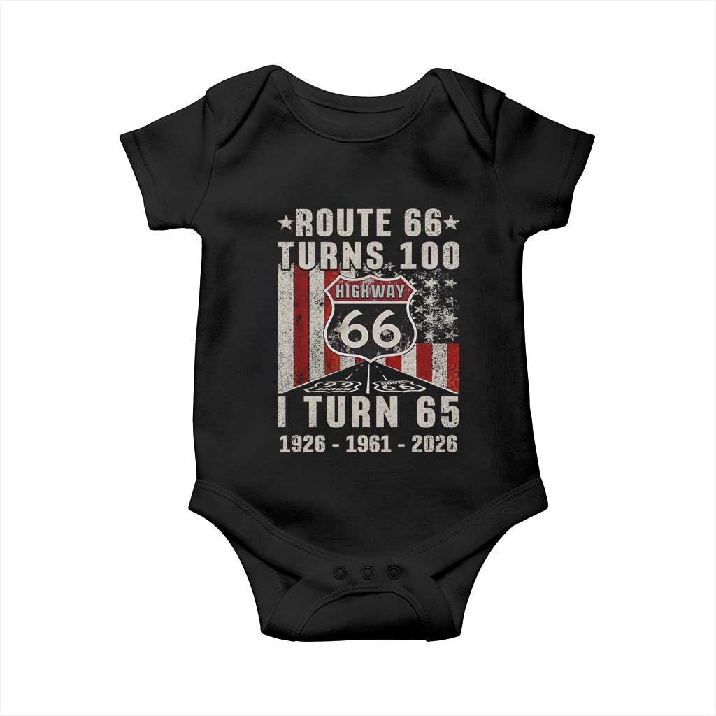 Route Highway 66 Turns 100 I Turn 65 Baby Onesie Vintage 1961 Born American Road Sign 65th Birthday Gift TS14 Black Print Your Wear
