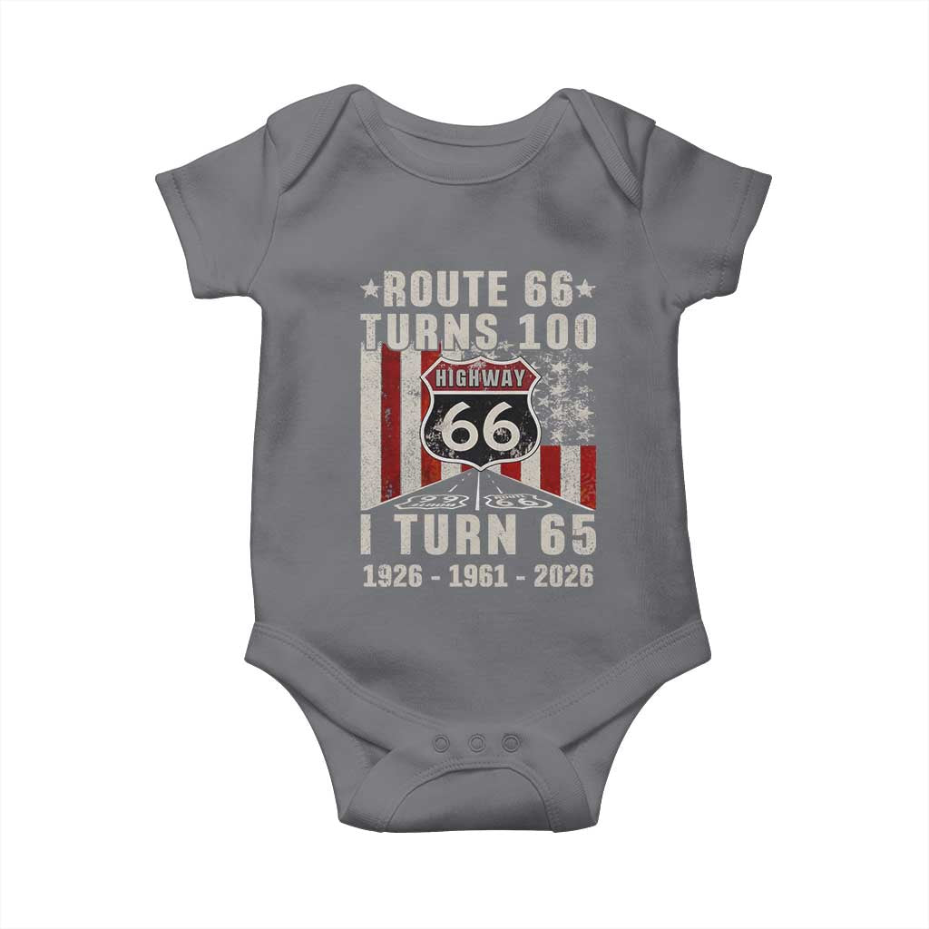 Route Highway 66 Turns 100 I Turn 65 Baby Onesie Vintage 1961 Born American Road Sign 65th Birthday Gift