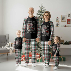 Route Highway 66 Turns 100 I Turn 65 Plaid Pajama Set Vintage 1961 Born American Road Sign 65th Birthday Gift