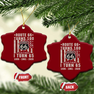 Route Highway 66 Turns 100 I Turn 65 Ceramic Ornament Vintage 1961 Born American Road Sign 65th Birthday Gift