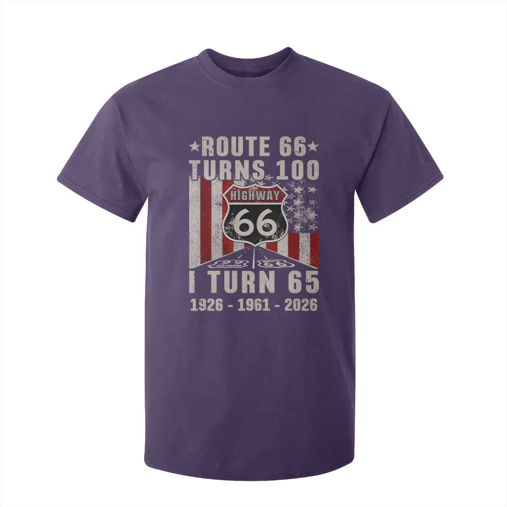 Route Highway 66 Turns 100 I Turn 65 T Shirt For Kid Vintage 1961 Born American Road Sign 65th Birthday Gift